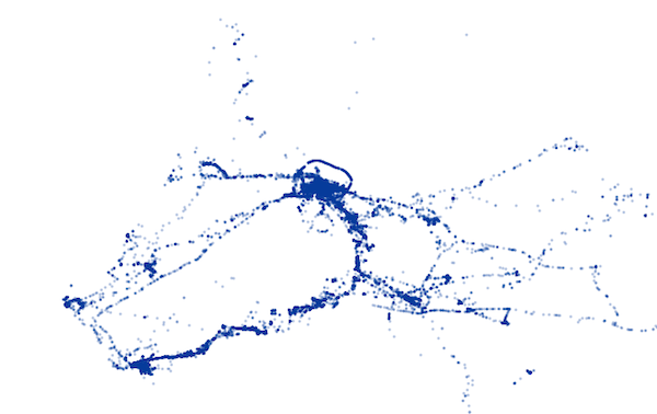 A Google Latitude history visualization.